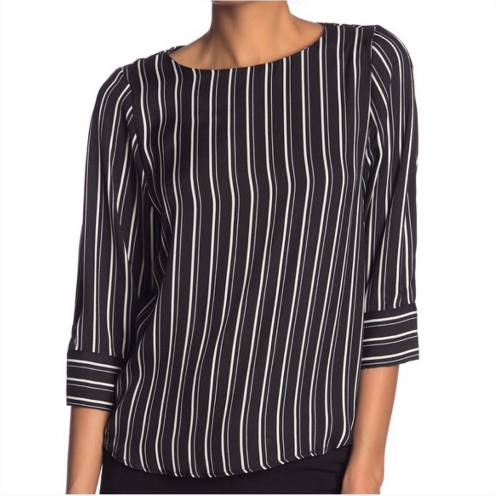 T Tahari 3/4 Sleeve Stripe Blouse